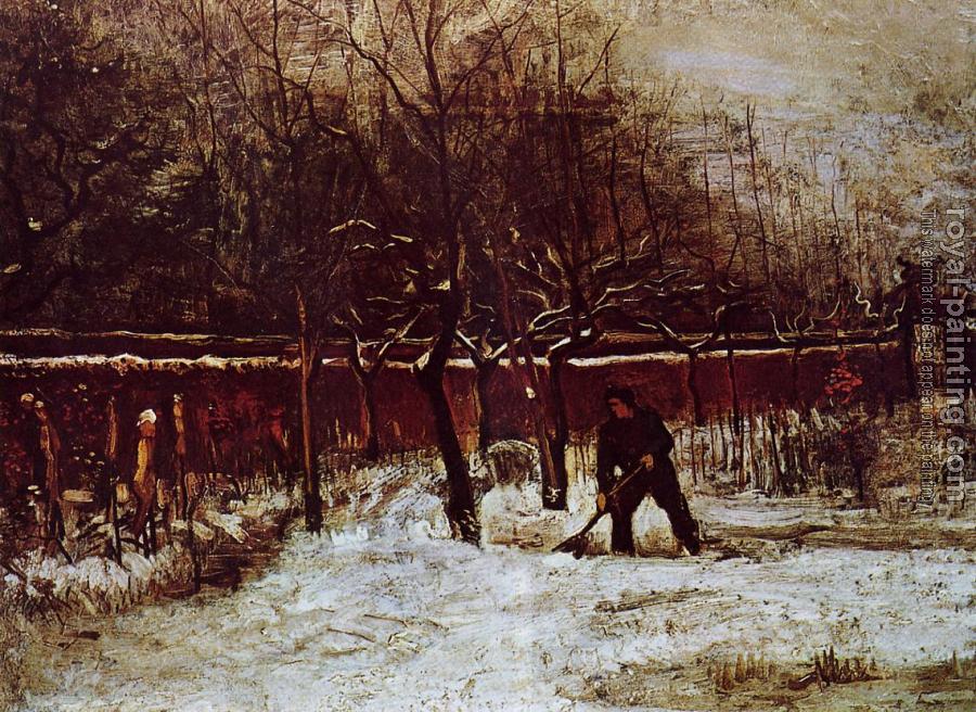 Vincent Van Gogh : The Parsonage Garden at Nuenen in the Snow II